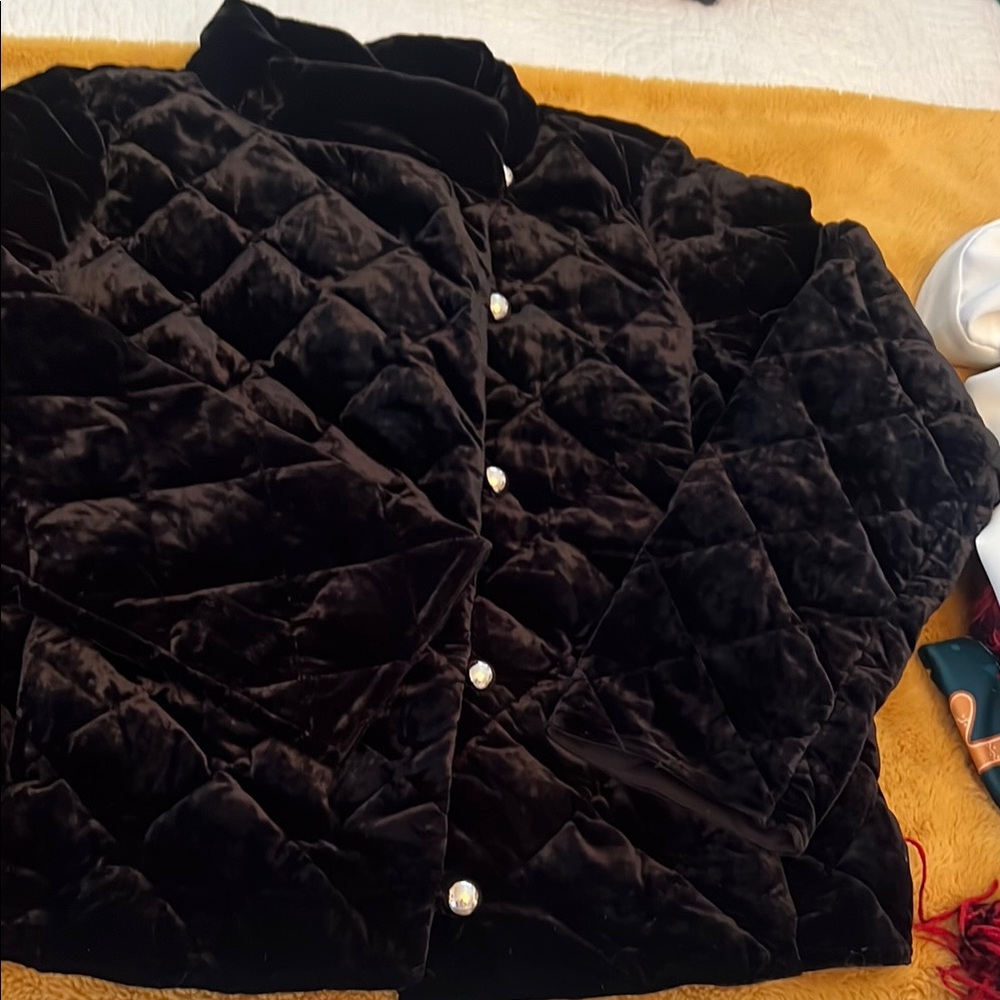 Talbots Black Velvet Quilted Jacket